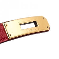 Pre Owned Hermes Red Epsom Leather Kelly Belt 