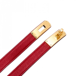 Pre Owned Hermes Red Epsom Leather Kelly Belt 