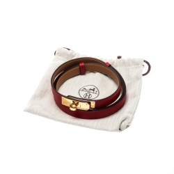 Pre Owned Hermes Red Epsom Leather Kelly Belt 