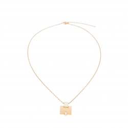 Pre Owned Hermes Eileen White Lacquered Gold Plated Pendant