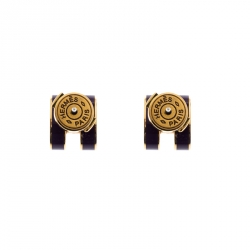Pre Owned Hermes Pop H Purple Lacquered Gold Plated Stud Earrings