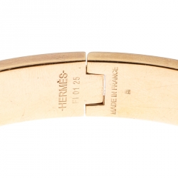 Pre Owned Hermes Clic Clac H Blue Enamel Gold Plated Narrow Bracelet PM