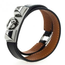 Pre Owned Hermes Rivale Double Tour Leather Bracelet