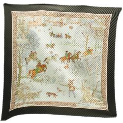 Pre Owned Hermes Green Lâhiver Cashmere Plisse Silk Scarf