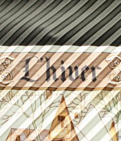 Pre Owned Hermes Green Lâhiver Cashmere Plisse Silk Scarf