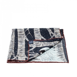 Pre Owned Hermès Blue Cashmere and Silk Awooooo Scarf 100 Square Scarf