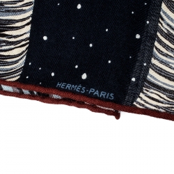 Pre Owned Hermès Blue Cashmere and Silk Awooooo Scarf 100 Square Scarf