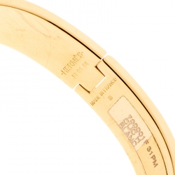 Pre Owned Hermes Clic Clac H White Enamel Gold Plated Narrow Bracelet PM