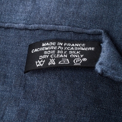 Pre Owned Hermes Slate Grey Cashmere Silk Façonnée Grand H Jacquard Scarf