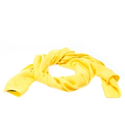 Pre Owned Hermes Yellow Cashmere Silk Façonnée Grand H Jacquard Scarf 