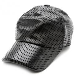 Pre Owned Hermes Black Perforated Leather Cap Size 60