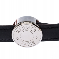 Pre Owned Hermes Black/Orange Leather Reversible Belt