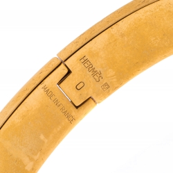 Pre Owned Hermes Clic Clac H Dusty Pink Enamel Gold Plated Narrow Bracelet PM