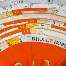 Pre Owned Hermes Orange Zodiac Print Cotton Scarf