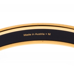 Pre Owned Hermes Caleche Orange Enamel Gold Plated Narrow Bangle Bracelet M