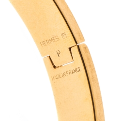 Pre Owned Hermes Clic H Orange Mandarine Enamel Gold Plated Narrow Bracelet PM