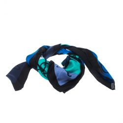 Hermes Blue Abstract Horse Print Silk Coup De Fouet Scarf 
