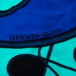 Hermes Blue Abstract Horse Print Silk Coup De Fouet Scarf 