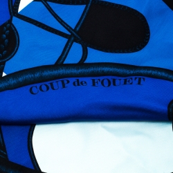 Hermes Blue Abstract Horse Print Silk Coup De Fouet Scarf 