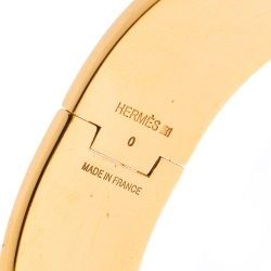 Pre Owned Hermes Clic Clac H Black Enamel Palladium Plated Wide Bracelet PM