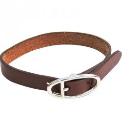 Pre Owned Hermes Hapi II Black Barenia Leather Palladium Bracelet