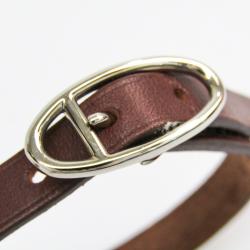 Pre Owned Hermes Hapi II Black Barenia Leather Palladium Bracelet