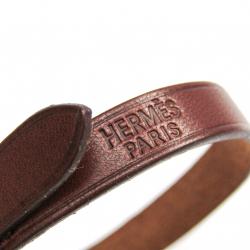 Pre Owned Hermes Hapi II Black Barenia Leather Palladium Bracelet