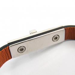 Pre Owned Hermes Kelly Black Swift Leather Palladium Bracelet