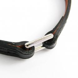 Pre Owned Hermes Kelly Black Swift Leather Palladium Bracelet