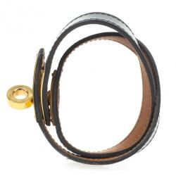 Pre Owned Hermès Black Kelly Double Tour Leather Bracelet