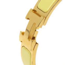 مملوكة مسبقًا Hermes Clic-Clac H Citron Yellow Enameld Gold Plated Bracelet