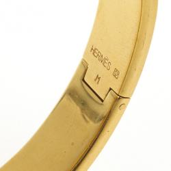 مملوكة مسبقًا Hermes Clic-Clac H Citron Yellow Enameld Gold Plated Bracelet