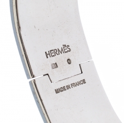 Pre Owned Hermes Clic Clac H Red Enamel Palladium Plated Wide Bracelet GM