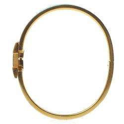 Pre Owned Hermes Clic-Clac H Bleu Enameld Gold Plated Bracelet