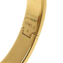 Pre Owned Hermes Clic-Clac H Bleu Enameld Gold Plated Bracelet
