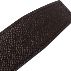 Pre Owned Hermes Etain/Black Epsom and Box Calf Leather Guillochee H Buckle Reversible Belt 90CM