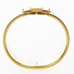 مملوكة مسبقًا Hermes Clic-Clac H Blue Enamel Gold Plated Bracelet