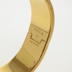 Pre Owned Hermes Clic-Clac H Orange Enamel Gold Plated Bracelet
