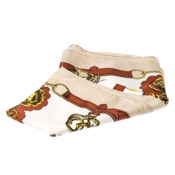 Pre Owned Hermes Beige Guivreries Print Silk Twill Scarf