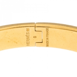 Pre Owned Hermes White Enamel Gold Plated Clic Clac H Bracelet PM