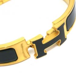 مملوكة مسبقًا Hermes Clic H Black Enameled Bracelet