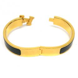 مملوكة مسبقًا Hermes Clic H Black Enameled Bracelet