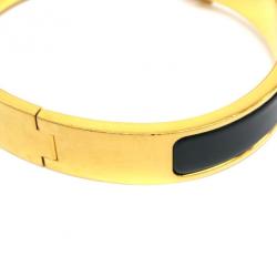 مملوكة مسبقًا Hermes Clic H Black Enameled Bracelet