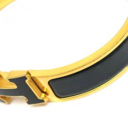 مملوكة مسبقًا Hermes Clic H Black Enameled Bracelet