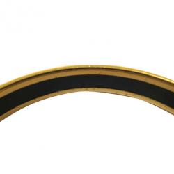 Pre Owned Hermes Narrow Black Gold Printed Enamel Bracelet