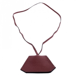 Pre Owned Hermes Red Clemence Leather Margiela Cover of Key Necklace
