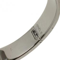 Pre Owned Hermes Clic-Clac H Pink Enamel Palladium Plated Bracelet PM