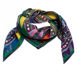 Pre Owned Hermes Multicolor Printed Brides Et Gris Gris Silk Scarf