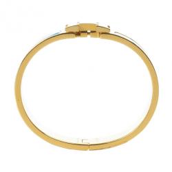 مملوكة مسبقًا Hermes Clic-Clac H Indian Blue Enameld Gold Plated Bracelet PM