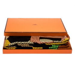 Pre Owned Hermes Multicolor Printed Silk and Cashmere Circuit 24 Fabourg Shawl